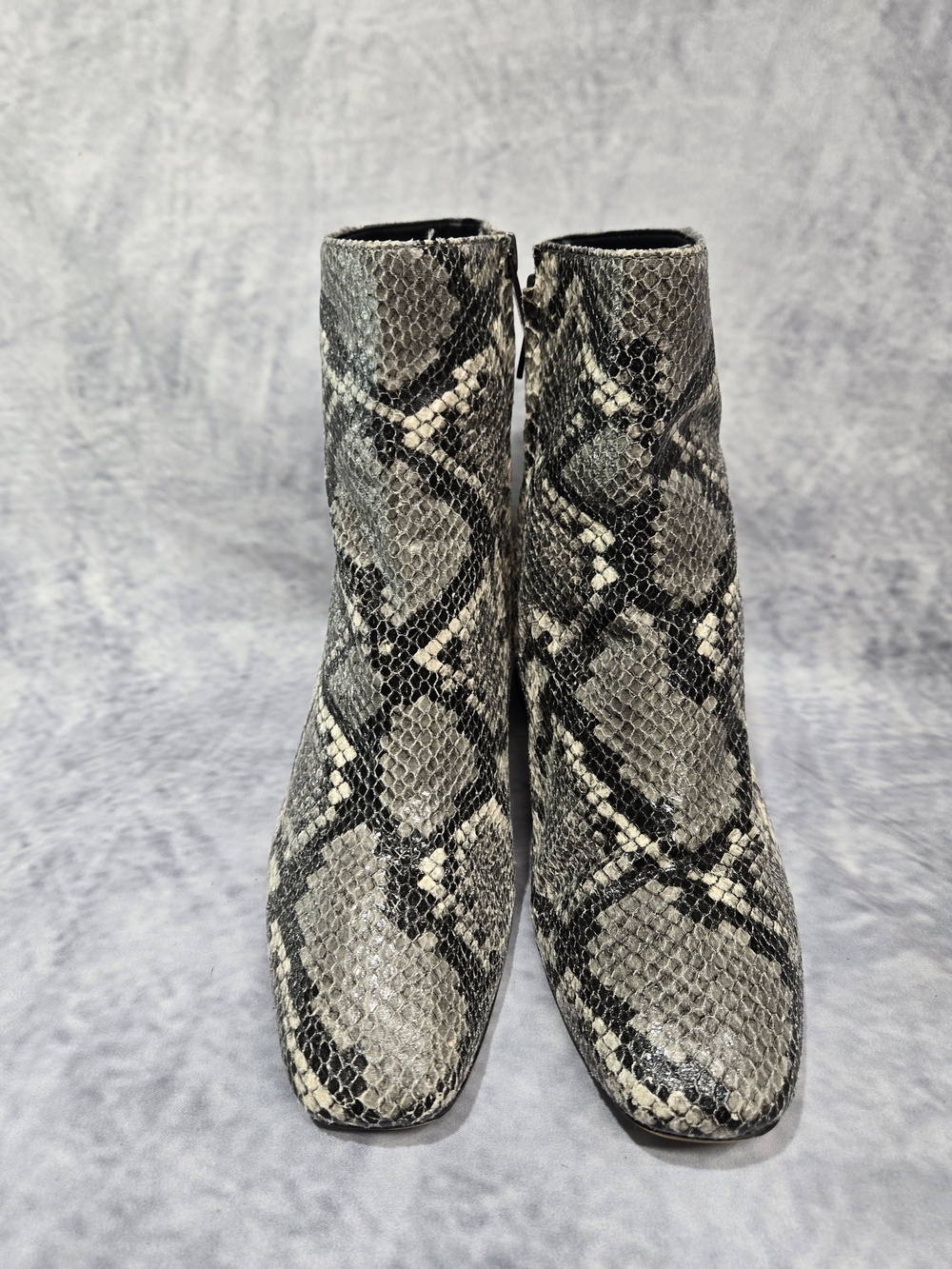 Sam Edelman Hilty Ankle Boots in a striking grey-toned Roccia Snake Print Leath